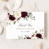 Floral Burgundy White Greenery Thank You Card Dankeskarte