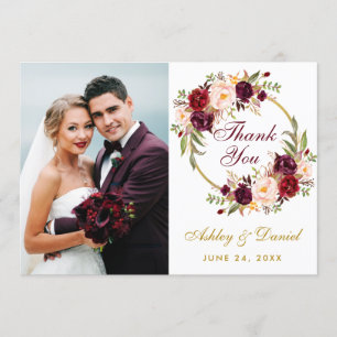 Floral Burgundy Wreath Wedding Foto Danke