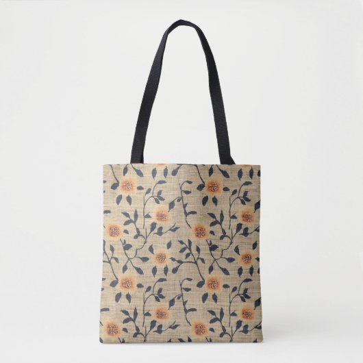 Floral Burlap-Tasche Tasche (Vorderseite)