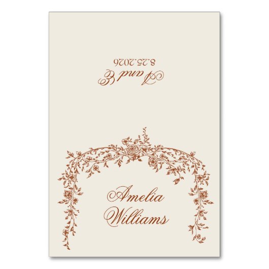 Floral Burnt Orange Beige Boho Terracotta Wedding Tischnummer (Vorderseite)