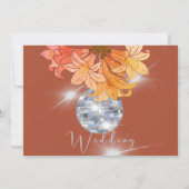 Floral Burnt Orange Disco Save the Date Hochzeit (Rückseite)