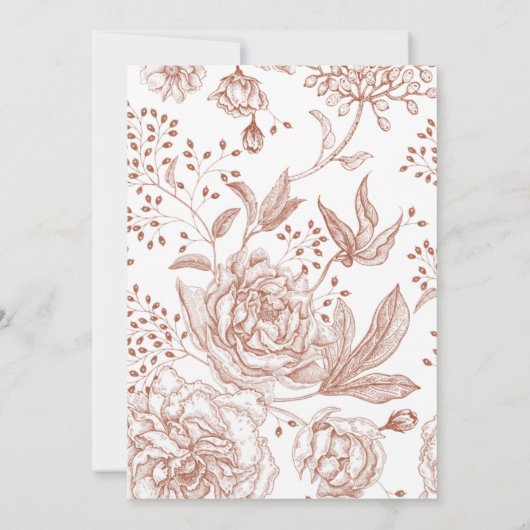 Floral Burnt Orange Elegante Wedding Einladung (Rückseite)