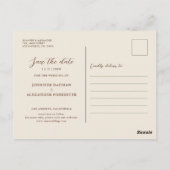 Floral Burnt Orange Rust Terracotta Save the Date Postkarte (Rückseite)