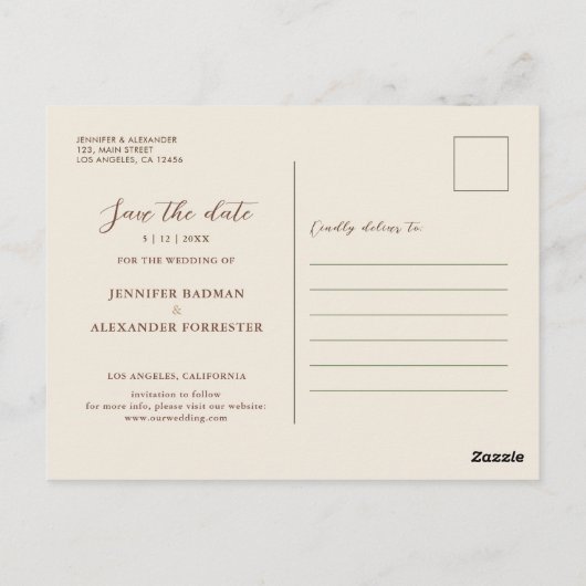 Floral Burnt Orange Rust Terracotta Save the Date Postkarte (Rückseite)