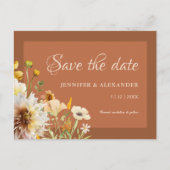 Floral Burnt Orange Rust Terracotta Save the Date Postkarte (Vorderseite)