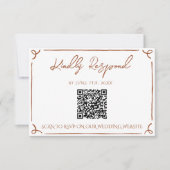 Floral Burnt Orange Terracotta QR Code Wedding RSVP Karte (Vorderseite)