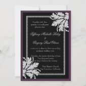 Floral Burst Wedding Invite Metallic [Eggplant] Einladung (Vorderseite)