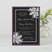 Floral Burst Wedding Invite Metallic [Eggplant] Einladung (Stehend Vorderseite)
