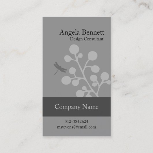 Floral Business Card Dragonfly Blossom Visitenkarte (Vorderseite)