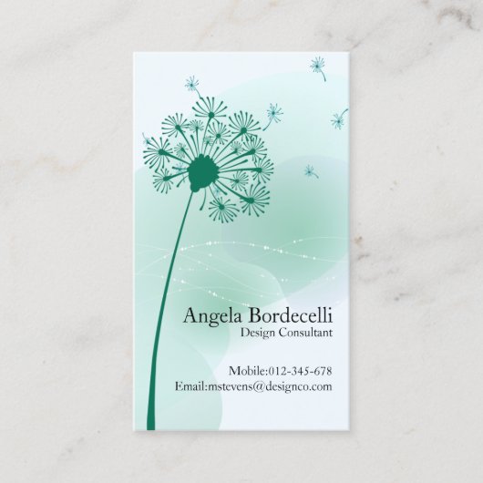 Floral Business Card Gentle Dandelion Visitenkarte (Vorderseite)