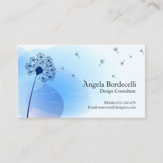 Floral Business Card Gentle Dandelion Visitenkarte (Vorderseite)