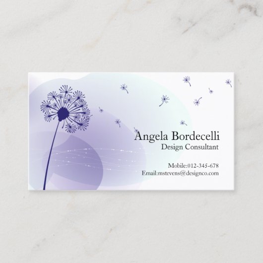 Floral Business Card Gentle Dandelion Visitenkarte (Vorderseite)