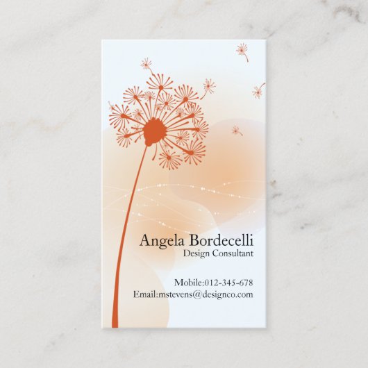 Floral Business Card Gentle Dandelion Visitenkarte (Vorderseite)