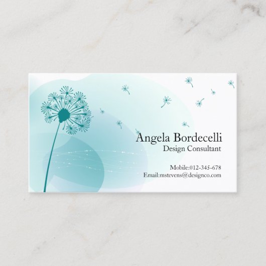 Floral Business Card Gentle Dandelion Visitenkarte (Vorderseite)