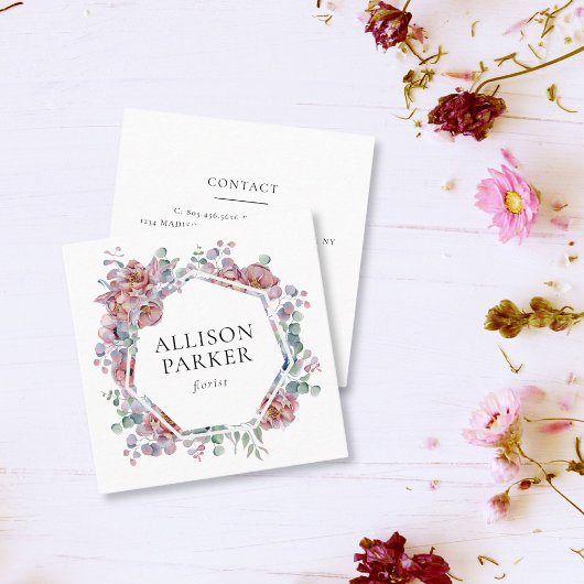 Floral Business Card Quadratische Visitenkarte