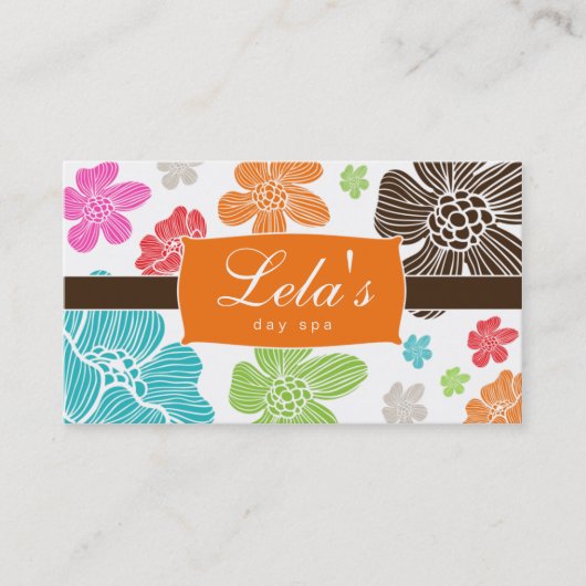 Floral Business Card Salon Spa Tropical Orange Visitenkarte (Vorderseite)