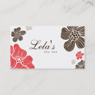 Floral Business Card Salon Wellness-Center Red Bro Visitenkarte