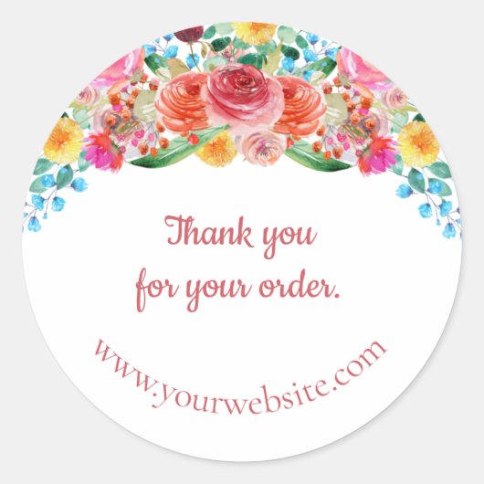 Floral Business Vielen Dank für Ihre Bestellung Runder Aufkleber (Vorderseite)