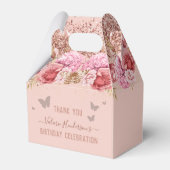 Floral Butterfisch Pink Happy Birthday Gefallen Bo Geschenkschachtel (Vorderseite)