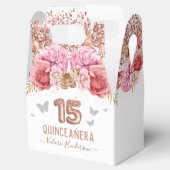 Floral Butterfisch Pink Quinceañera Geschenkschachtel (Geöffnet)