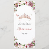 Floral Butterfisch Quinceañera Menü Menükarte (Rückseite)