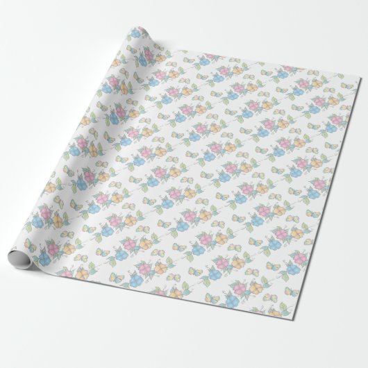 Floral Butterfisch Wasserfarbe Geschenkpapier (Ungerollt)