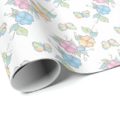 Floral Butterfisch Wasserfarbe Geschenkpapier (Rolleneckpunkt)