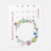 Floral Butterfliegen Baby Milestone Growth Tracker Fleecedecke (Vorderseite)