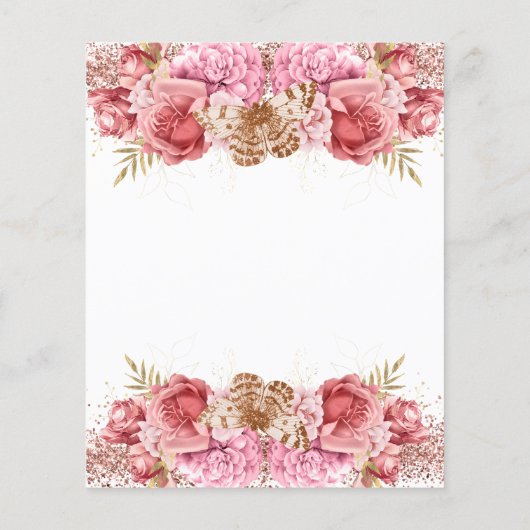 Floral Butterfliegen Pink Baby Dusche (Rückseite)