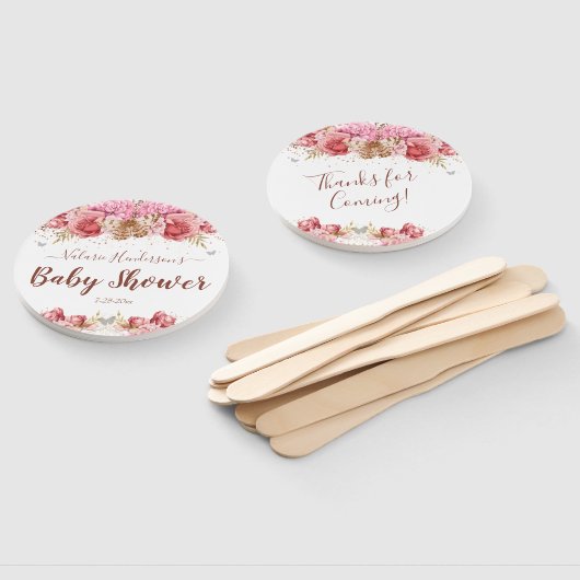 Floral Butterfliegen Pink Baby Dusche Fächer (Non-assembled)