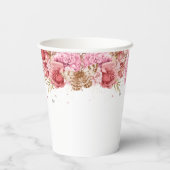 Floral Butterfliegen Pink Baby Dusche Pappbecher (Rückseite)