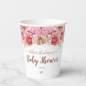 Floral Butterfliegen Pink Baby Dusche Pappbecher (Vorderseite)
