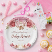 Floral Butterfliegen Pink Baby Dusche Pappteller (Party)