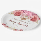 Floral Butterfliegen Pink Baby Dusche Pappteller (Schrägansicht)