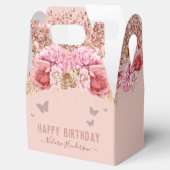Floral Butterfliegen Pink Happy Birthday Geschenkschachtel (Geöffnet)