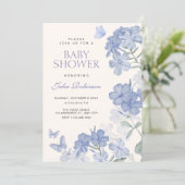 Floral butterflies baby shower einladung (Stehend Vorderseite)