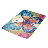 Floral Butterfly Art Design Badematte (Schrägansicht)