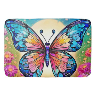 Floral Butterfly Art Design Badematte