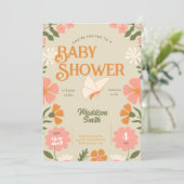 Floral Butterfly Baby Shower Invitation (Stehend Vorderseite)