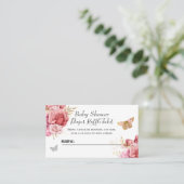 Floral Butterfly Babydusche Windeln Raffle Ticket (Stehend Vorderseite)