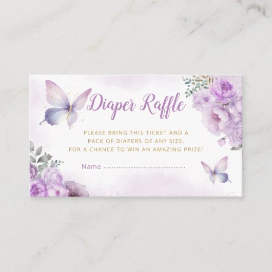 Floral Butterfly Babydusche Windeln Raffle Ticket Begleitkarte (Vorderseite)