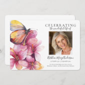 Floral Butterfly Beerdigung Einladung (Vorne/Hinten)