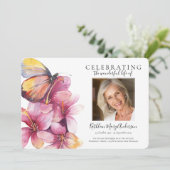 Floral Butterfly Beerdigung Einladung (Stehend Vorderseite)