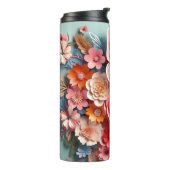 Floral & Butterfly - blau - schlanker, thermischer Thermosbecher (Nach links gedreht)