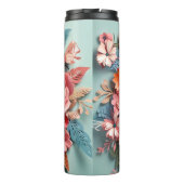 Floral & Butterfly - blau - schlanker, thermischer Thermosbecher (Rückseite)