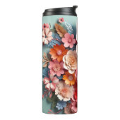 Floral & Butterfly - blau - schlanker, thermischer Thermosbecher (Nach links gedreht)