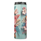 Floral & Butterfly - blau - schlanker, thermischer Thermosbecher (Rückseite)