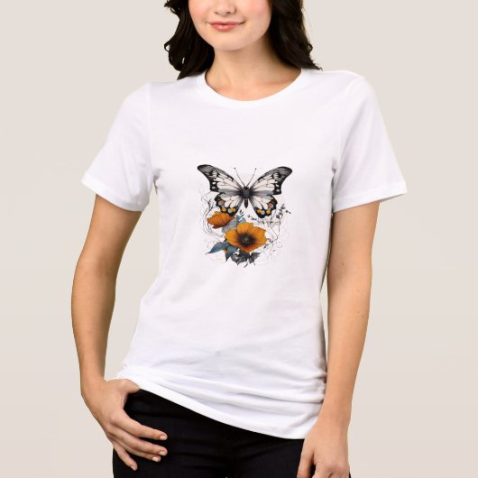 Floral Butterfly Bliss: Tri-Blend Shirt (Vorderseite)