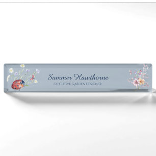 Floral Butterfly Botanische Hütte Core Dusty Blue Namensplakette