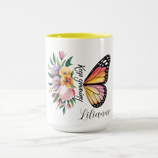 Floral Butterfly Design  Tasse (Zentrum)